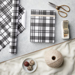Black and White Plaid Geschenkpapier