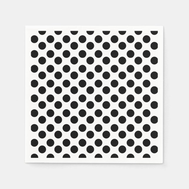 Black and White Polka Dot Paper Napkin Serviette (Vorderseite)