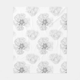 Black and White Poppy Fleecedecke