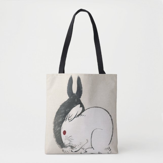 Black and white rabbits by Kōno Bairei Tasche (Vorderseite)