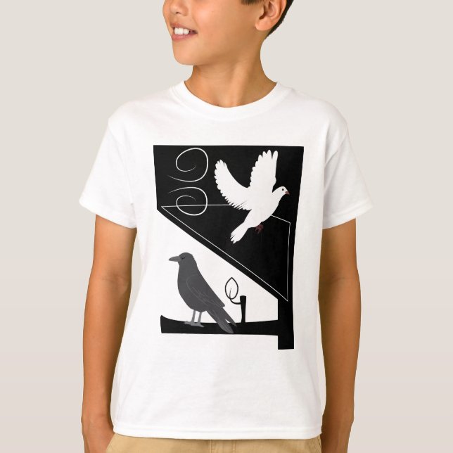 Black and White_Raven and Dove T-Shirt (Vorderseite)
