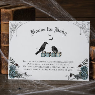 Black and White Raven Gothic Baby Shower Books Begleitkarte
