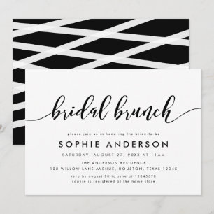 Black and White Relax Script Bridal Brunch Einladung