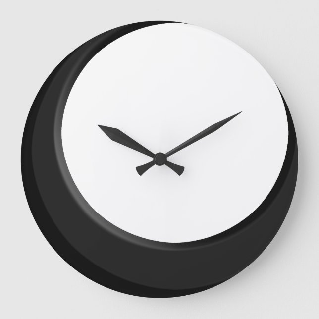Black and White Retro Modern Kitchen Wall Clock Große Wanduhr (Vorderseite)