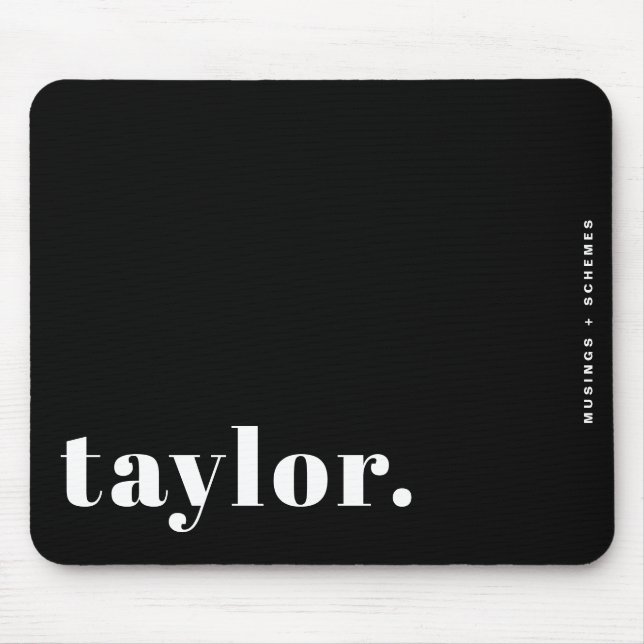 Black and White Retro Typography Personalized Mousepad (Vorne)