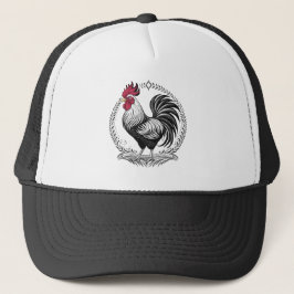 Black and white rooster truckerkappe