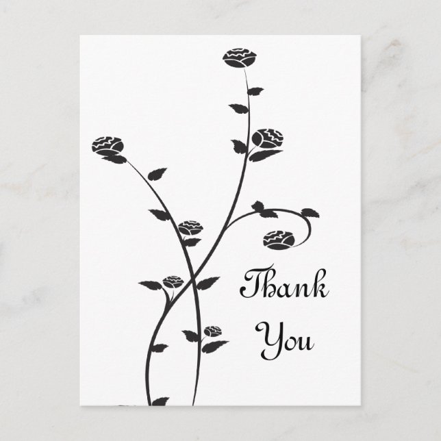 Black and White Roses Vielen Dank Postkarte (Vorderseite)