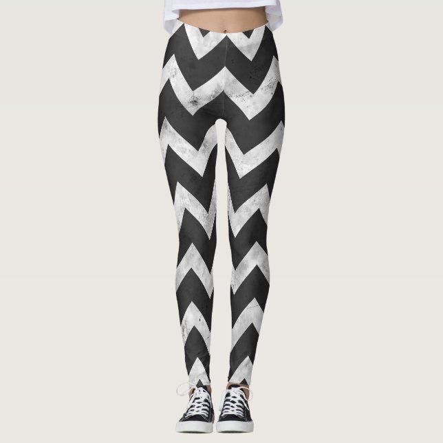 Black and white Rustic Chevron pattern Leggings (Vorderseite)