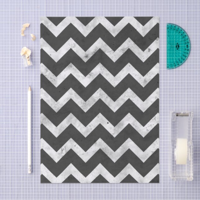 Black and white Rustic Chevron pattern Seidenpapier (Handwerk)