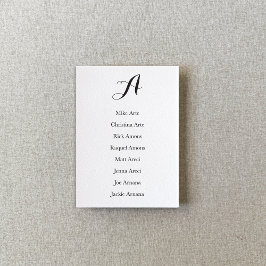 Black and White Script Table Seating Chart Card Tischnummer