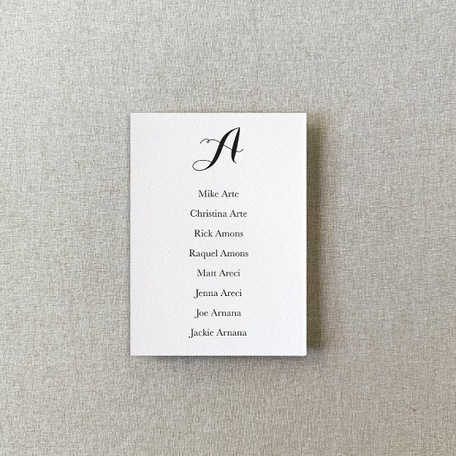Black and White Script Table Seating Chart Card Tischnummer (Von Creator hochgeladen)