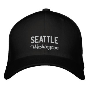 Black and White Seattle Washington Casquette brodé