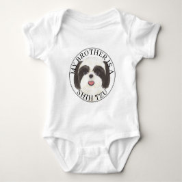 Black and White Shih Tzu Brother Baby Strampler