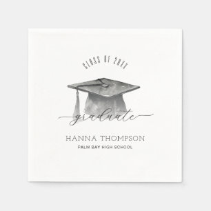 Black and White Simple Graduation Party Serviette
