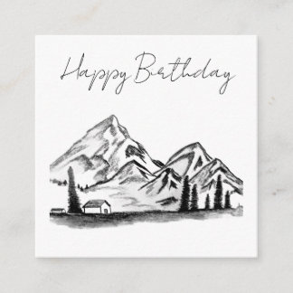 black and white sketch of Mountains Begleitkarte