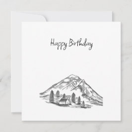 black and white sketch of Mountains Dankeskarte