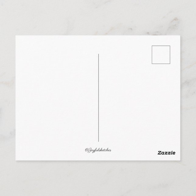 black and white sketch of Mountains Postkarte (Rückseite)