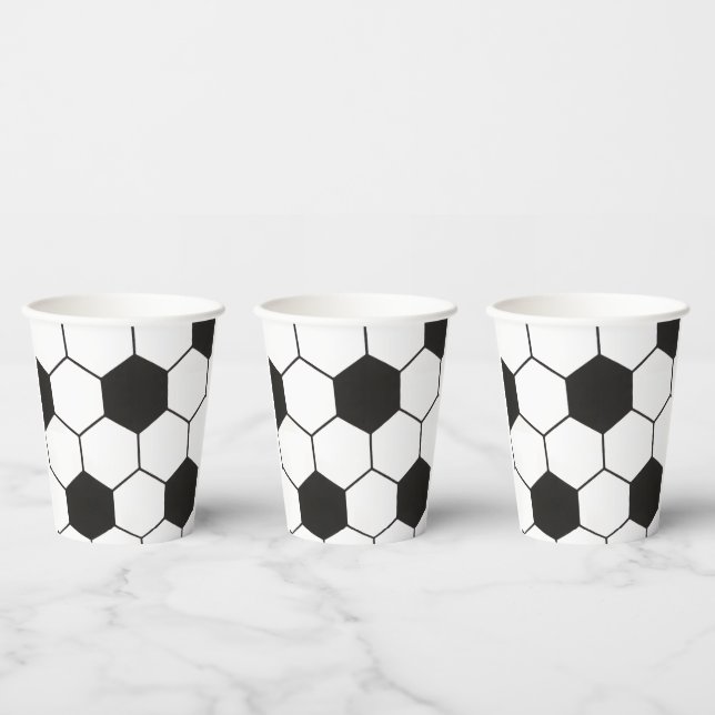 Black And White Soccer Ball Geometric Pattern  Pappbecher (Multi)