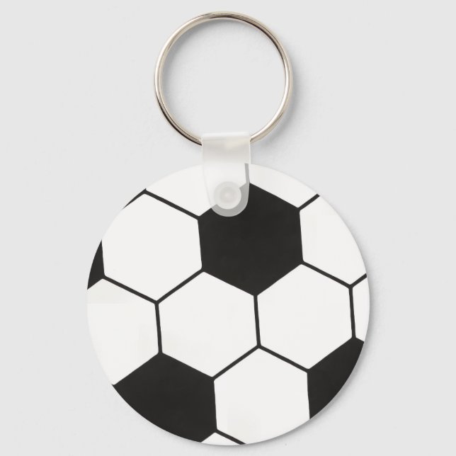 Black And White Soccer Ball Geometric Pattern  Schlüsselanhänger (Vorderseite)