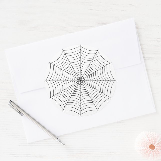 Black and White spider web Halloween pattern Runder Aufkleber (Umschlag)