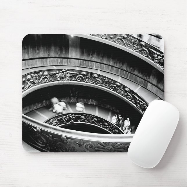 Black and White Spiral Staircase Mousepad (Mit Mouse)
