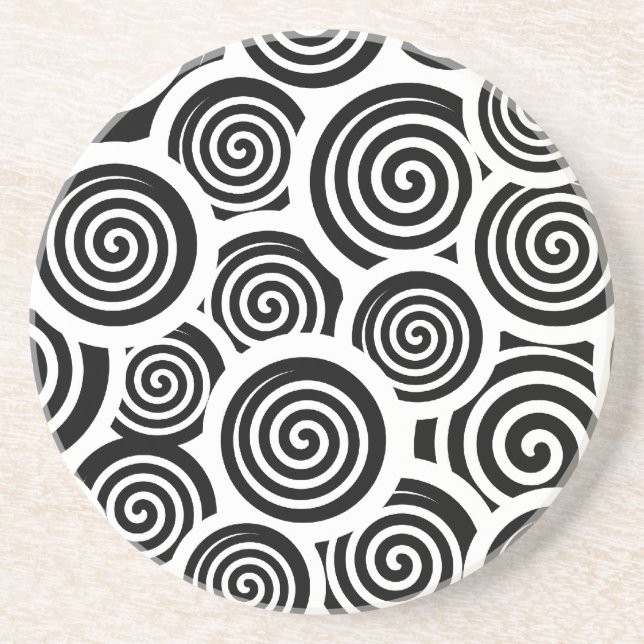 Black and white spirals vector pattern getränkeuntersetzer (Vorne)