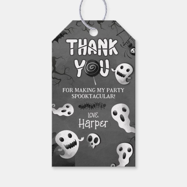 Black and White Spooktacular Halloween Geschenkanhänger (Vorderseite)