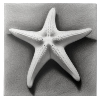 Black and White Starfish Fliese