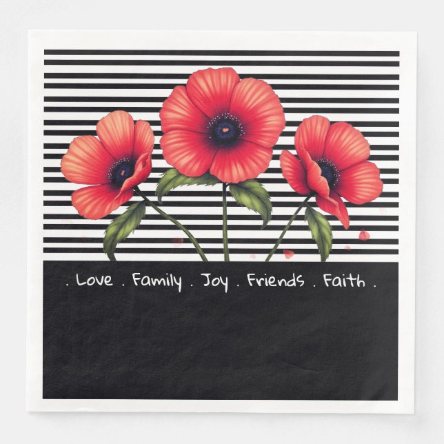 Black And White Stripe With Red Serviette (Vorderseite)