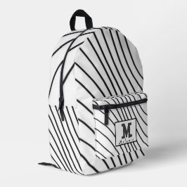 Black and white striped Abstract minimal Monogram Bedruckter Rucksack