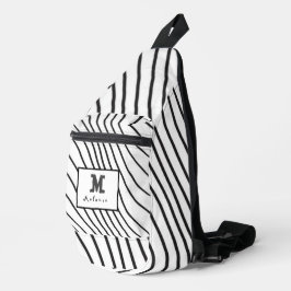 Black and white striped Abstract minimal Monogram Crossbody Bag