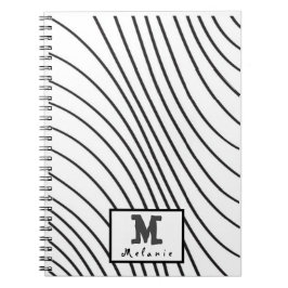 Black and white striped Abstract minimal Monogram Notizblock