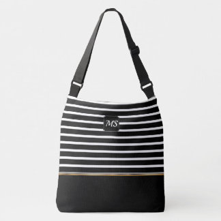 Black and White Striped - Customize Tragetaschen Mit Langen Trägern