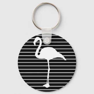 Black and White Striped Flamingo Schlüsselanhänger