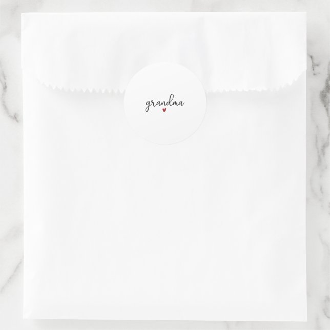 Black And White Text Grandma Heart Love Sticker (Tasche)