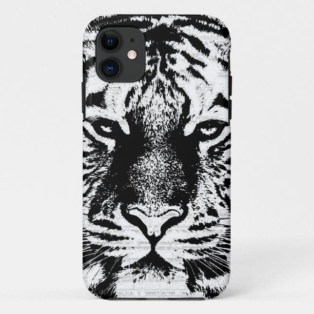 Black and White Tiger Face Case-Mate iPhone Hülle (Rückseite)