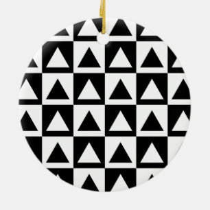 Black and White Triangle getric shape pattern Keramik Ornament