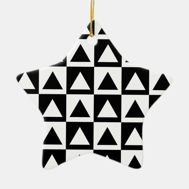 Black and White Triangle getric shape pattern Keramikornament (Vorne)