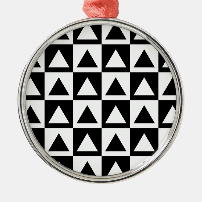 Black and White Triangle getric shape pattern Ornament Aus Metall (Vorne)