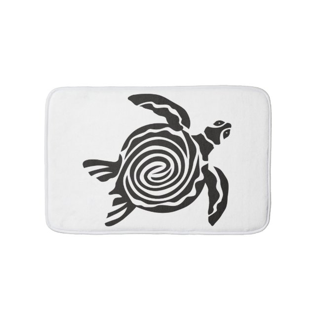 Black and White Tribal Turtle Art Badematte (Vorderseite)