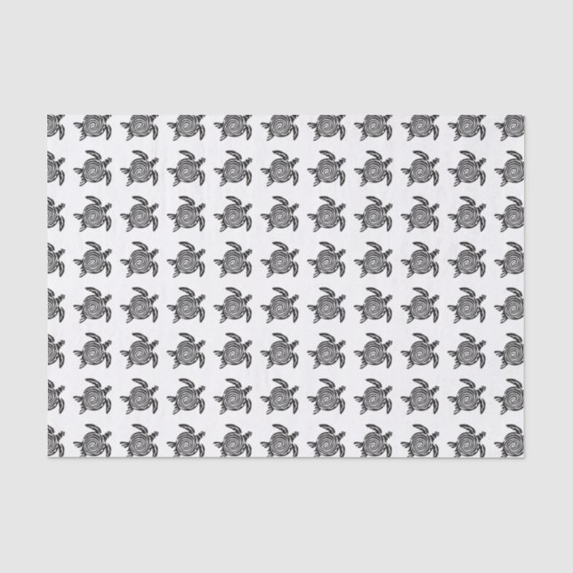 Black and White Tribal Turtle Art Seidenpapier (Vorderseite)
