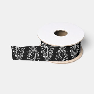 Black and White Tulip Owlsprey HS Grosgrain Ribbon Ripsband