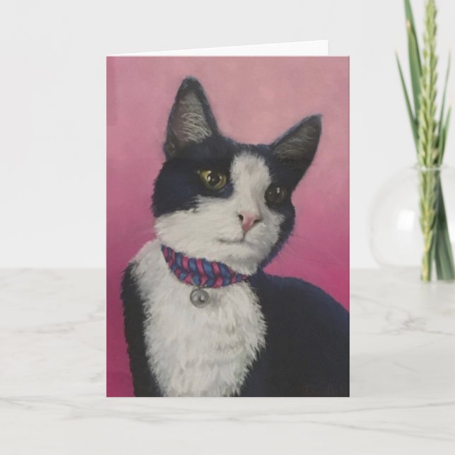 Black and White Tuxedo Cat Greeting Card Karte (Vorderseite)