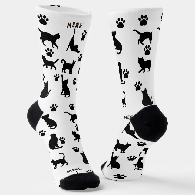 Black and White Tuxedo Cat Socks Pattern Gift Socken (Gewinkelt)