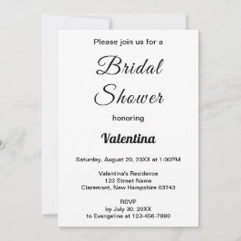 Black and White Typography Bridal Shower Einladung