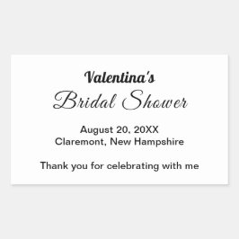 Black and White Typography Bridal Shower Rechteckiger Aufkleber