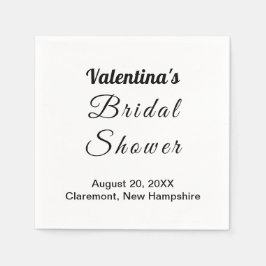 Black and White Typography Bridal Shower Serviette