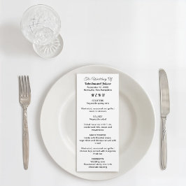 Black and White Typography Wedding Menu Menükarte