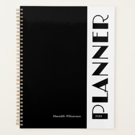 Black And White Vintage Retro Stripe Personalized Planer