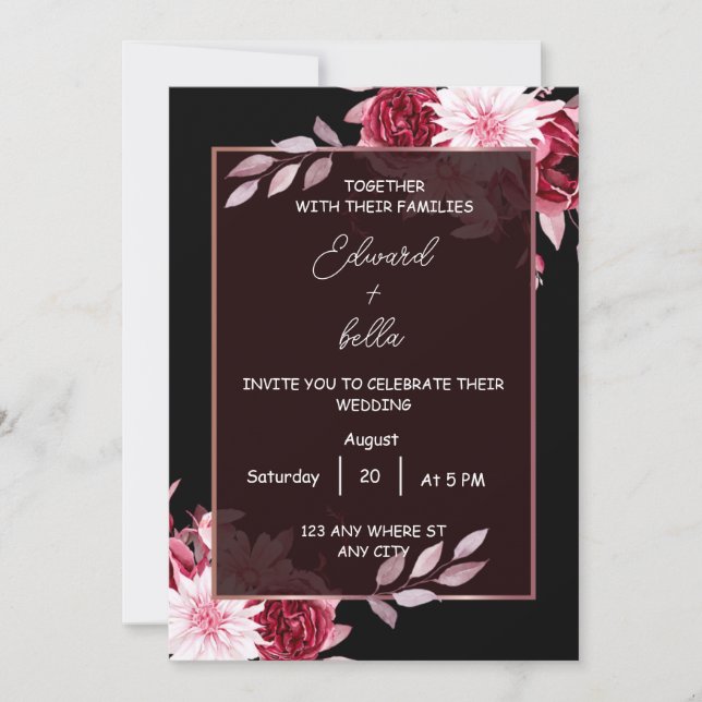 black and white wedding invitation (Devant)